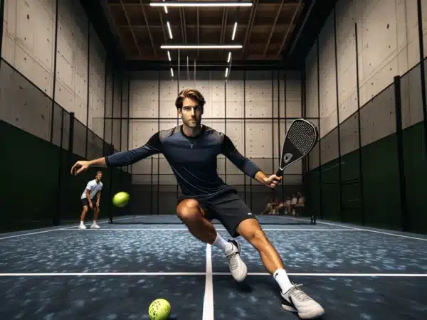 Low chiquita to opponent s feet on an indoor norwegian padel court