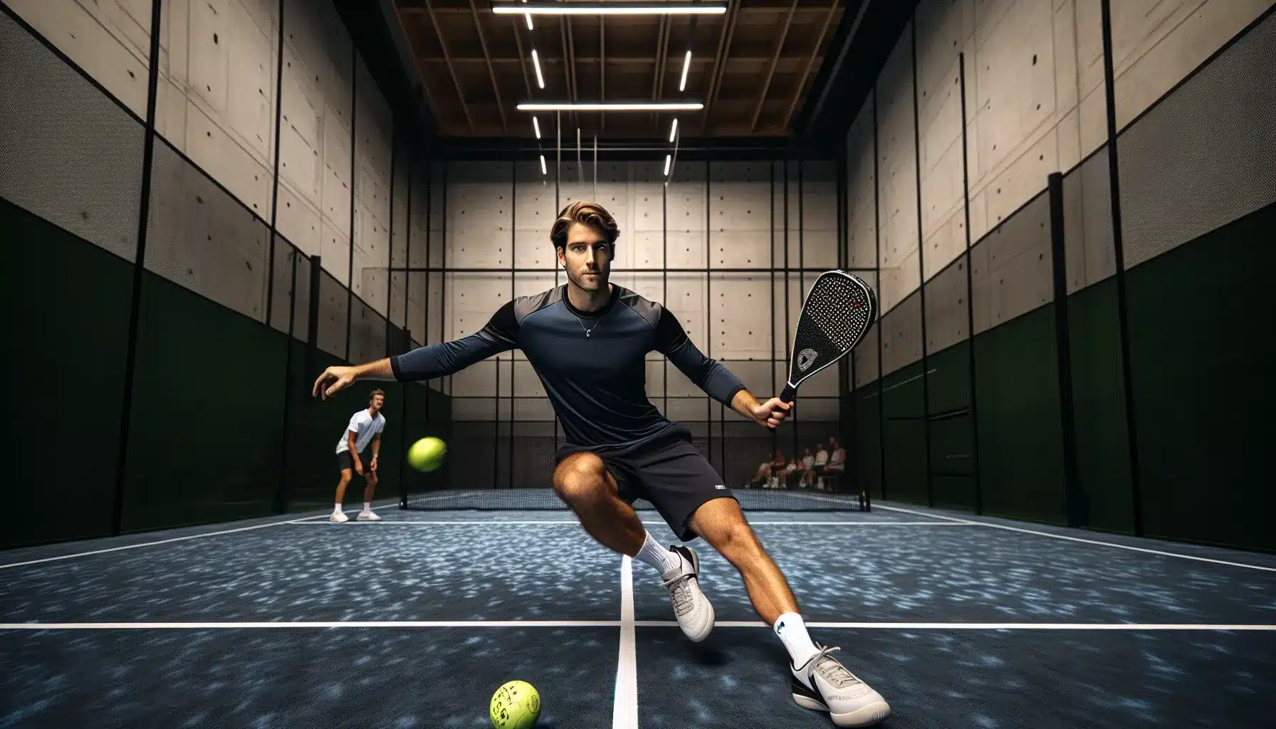 Low chiquita to opponent s feet on an indoor norwegian padel court