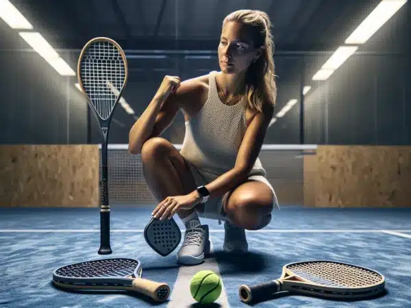 Norwegian padel player comparing round drop and diamond rackets on indoor court